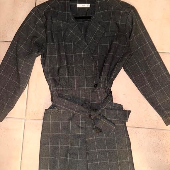 Mango Grey Pin-Stripe Long-Sleeve Jumpsuit XS - Picture 3 of 4